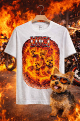 Custom Pet with Fire Background T-Shirt