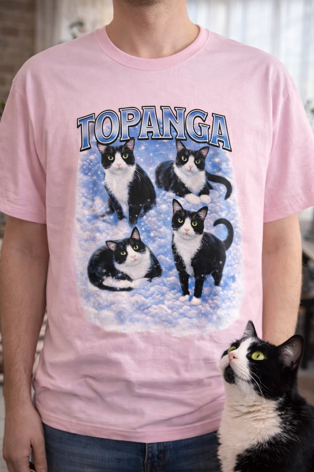 Custom Pet with Cloud Background T-Shirt